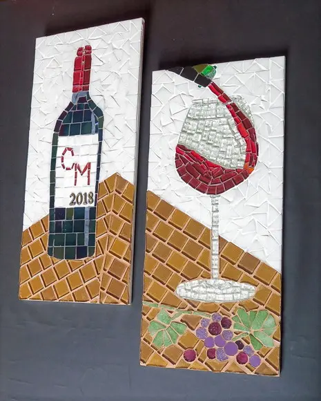 Quadro Taça de Vinho em Mosaico