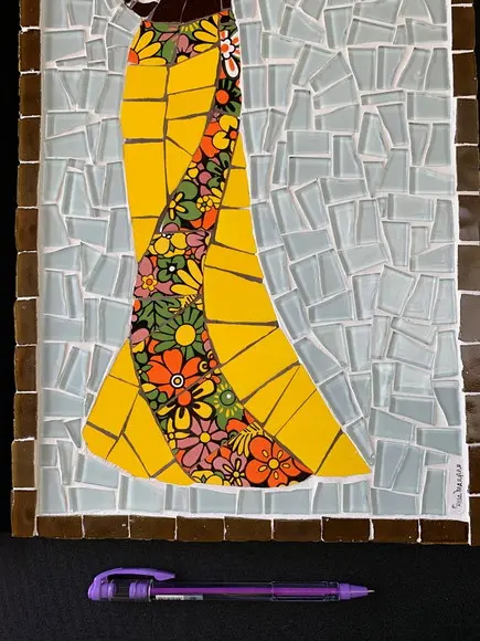 Trio de Quadros em Mosaico Africanas