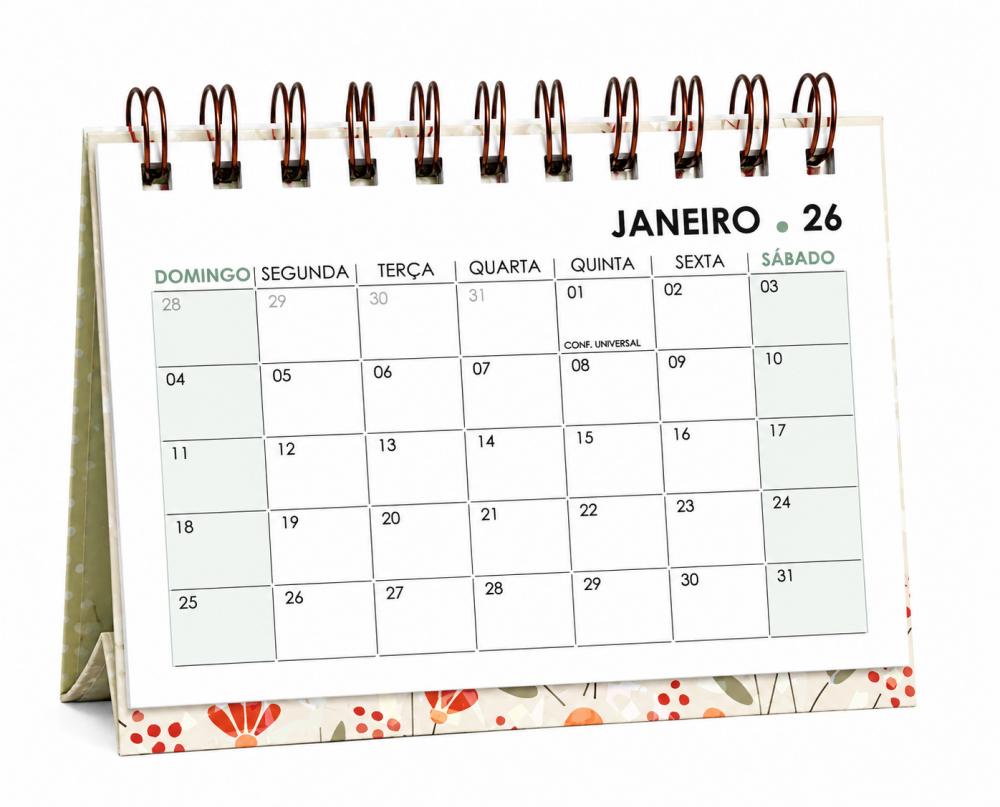 Calendário A6 (horizontal) de Mesa 2026