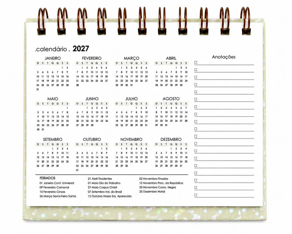 Calendário A6 (horizontal) de Mesa 2026