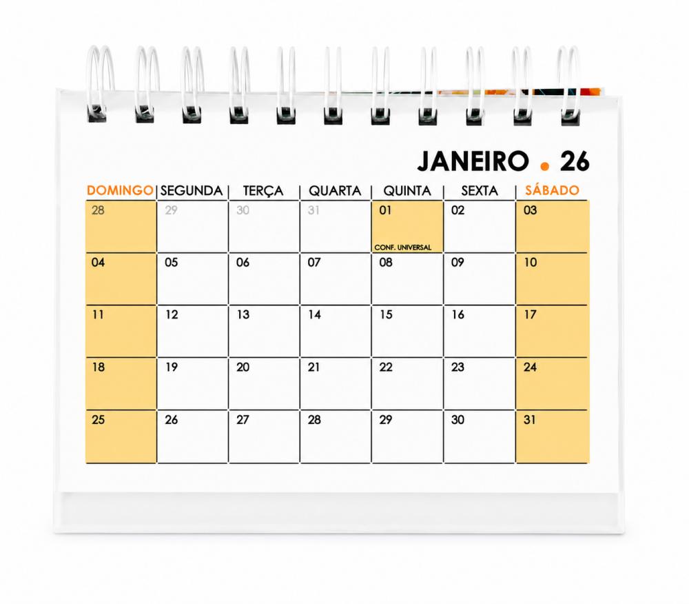 Calendário A6 (horizontal) de Mesa 2026