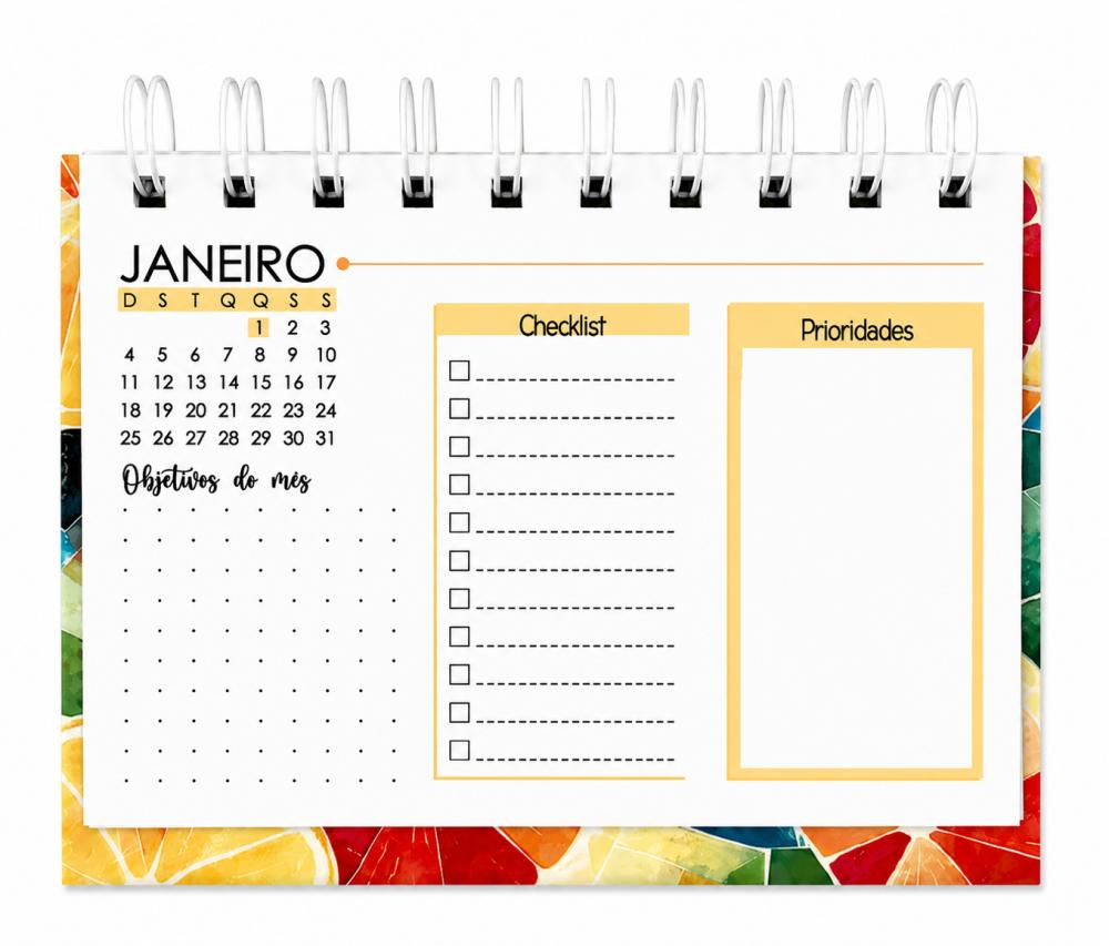 Calendário A6 (horizontal) de Mesa 2026