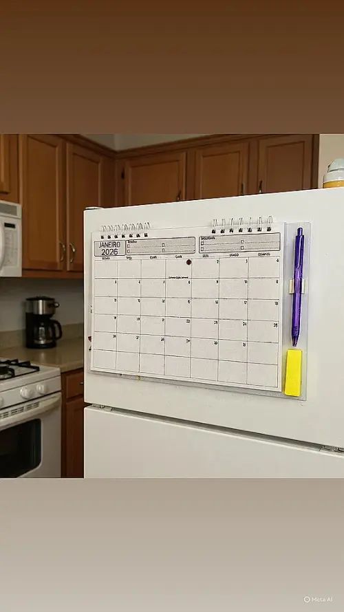 Calendário Mensal Imantado para Geladeira -2026