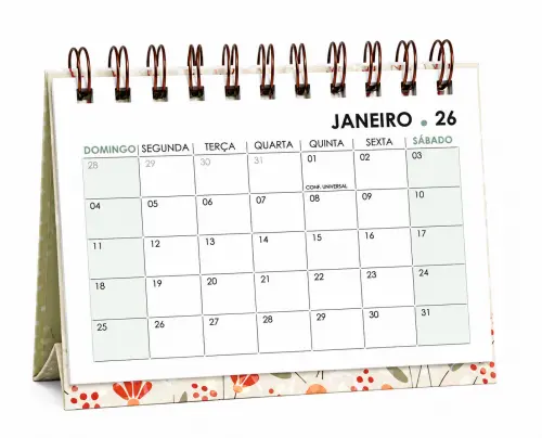 Calendário A6 (horizontal) de Mesa 2026