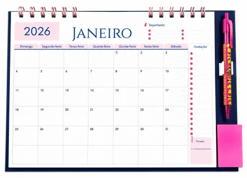 Calendário Mensal Imantado para Geladeira -2026