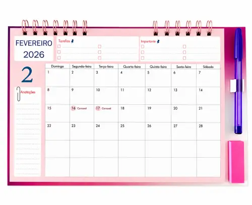 Calendário Mensal A4 Imantado para Geladeira -2026