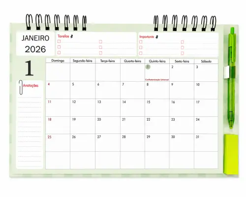 Calendário Mensal A4 Imantado para Geladeira -2026
