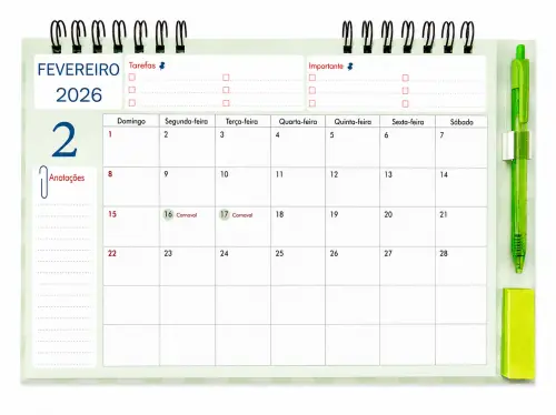 Calendário Mensal A4 Imantado para Geladeira -2026