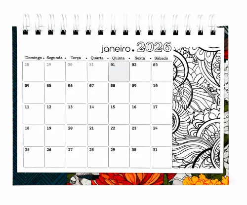 Calendário A5 Coloring de Mesa 2026
