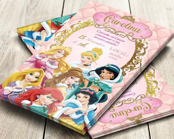 Convite Impresso Princesas da Disney