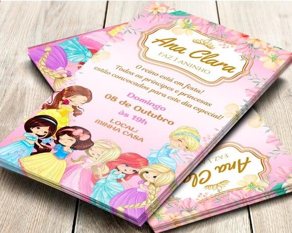 Convite Digital Princesas da Disney Cute