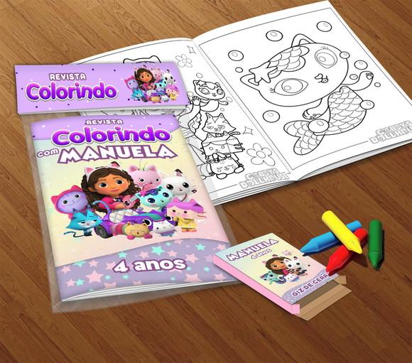 Kit Colorir Casa Mágica da Gabby (livrinho + Giz de Cera)