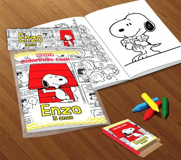 Kit Colorir Snoopy (livrinho + Giz de Cera)