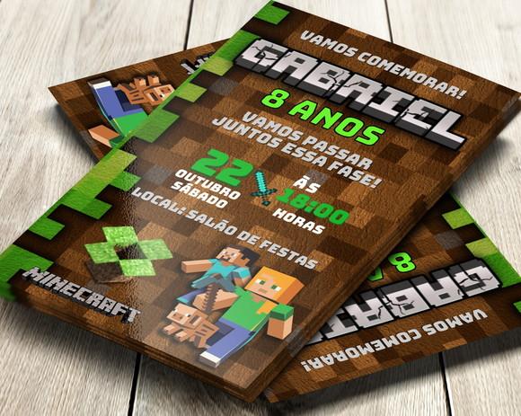 Convite Impresso Minecraft