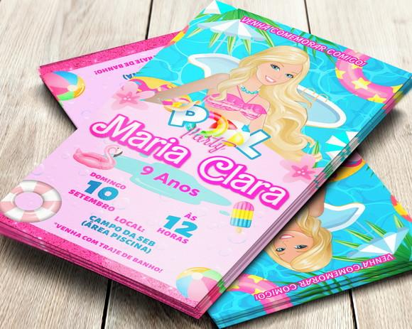 Convite Impresso Barbie Pool Party