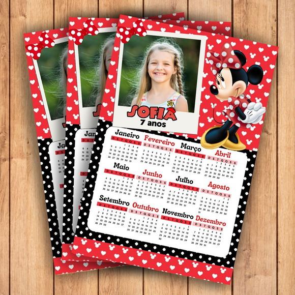 Calendário Minnie Vermelha 2026 (imã de Geladeira)