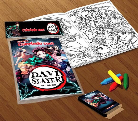Kit Colorir Demon Slayer (livrinho + Giz de Cera)