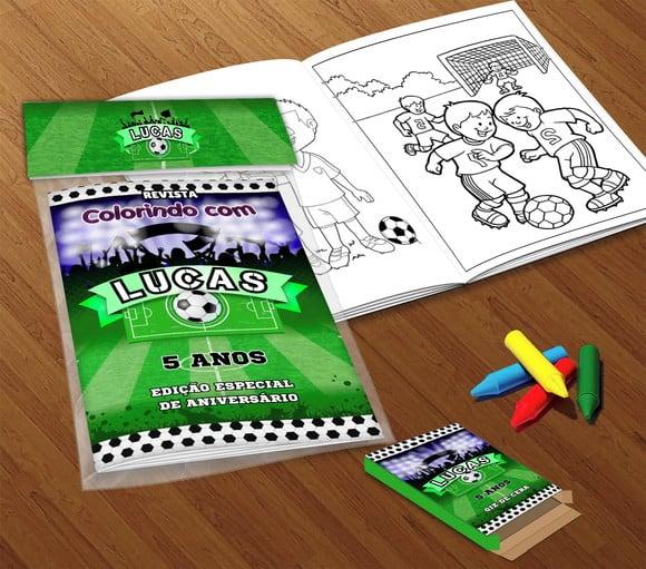 Kit Colorir Futebol (livrinho + Giz de Cera)