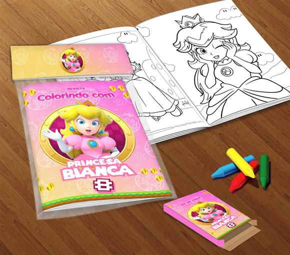 Kit Colorir Princesa Peach (livrinho + Giz de Cera)