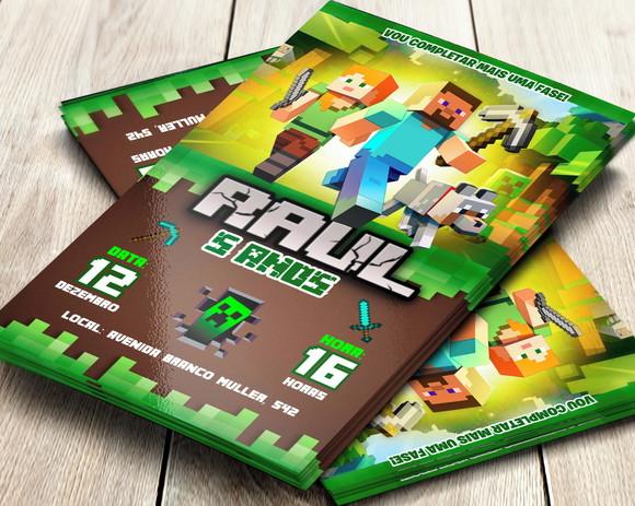 Convite Impresso Minecraft