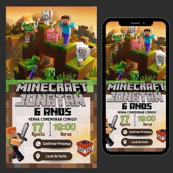 Convite Digital Interativo Minecraft
