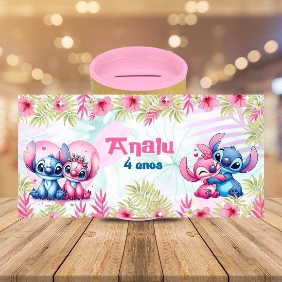 Adesivo para Cofrinho Stitch e Angel