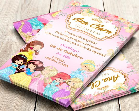 Convite Impresso Princesas da Disney Cute