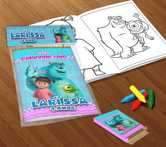 Kit Colorir Monstros Sa (livrinho + Giz de Cera)