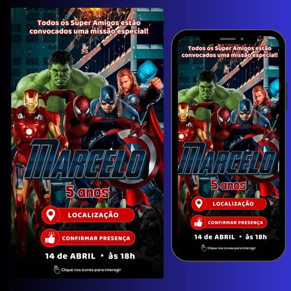 Convite Digital Interativo Vingadores