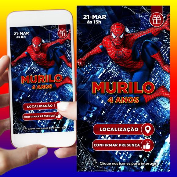 Convite Digital Interativo Homem Aranha