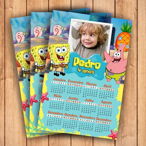 Calendário Bob Esponja 2026 (imã de Geladeira)
