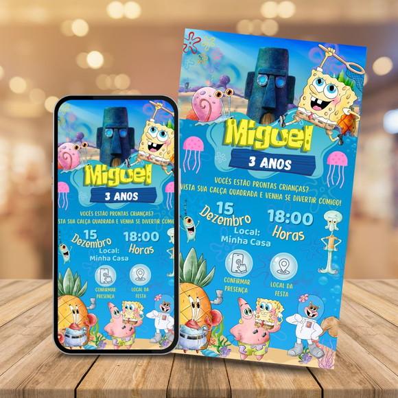 Convite Digital Interativo Bob Esponja