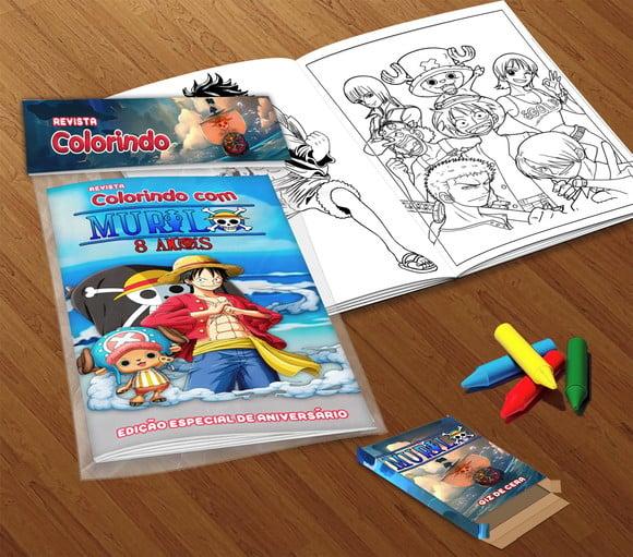 Kit Colorir One Piece (livrinho + Giz de Cera)