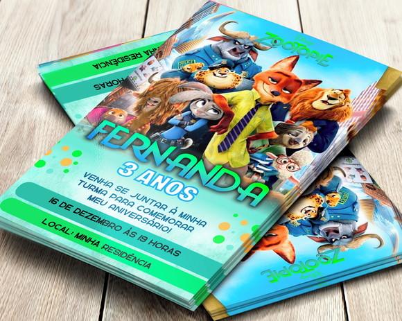 Convite Impresso Zootopia