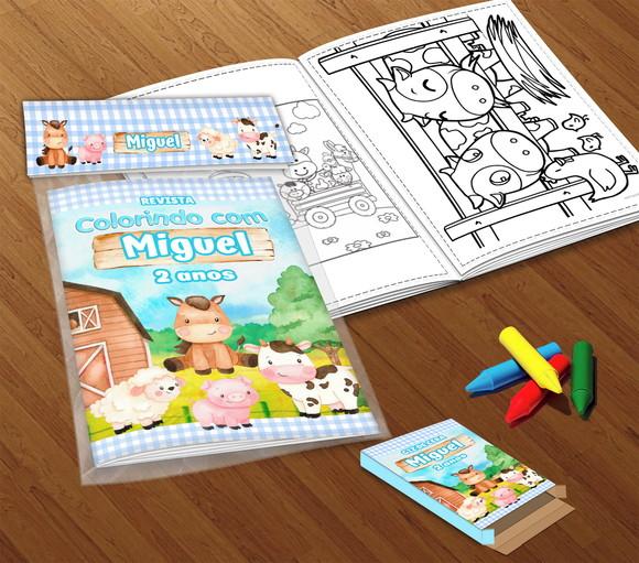 Kit Colorir Fazendinha Aquarela (livrinho + Giz de Cera)