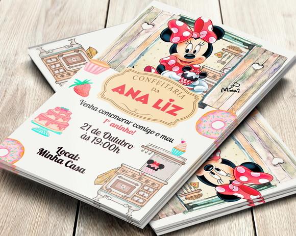 Convite Impresso Minnie Confeiteira