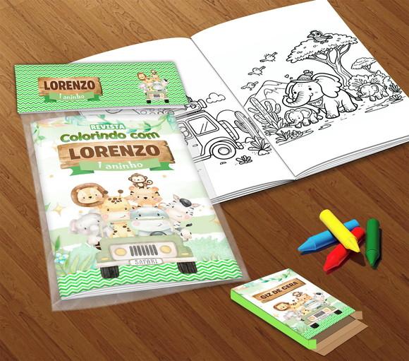 Kit Colorir Safari Baby (livrinho + Giz de Cera)