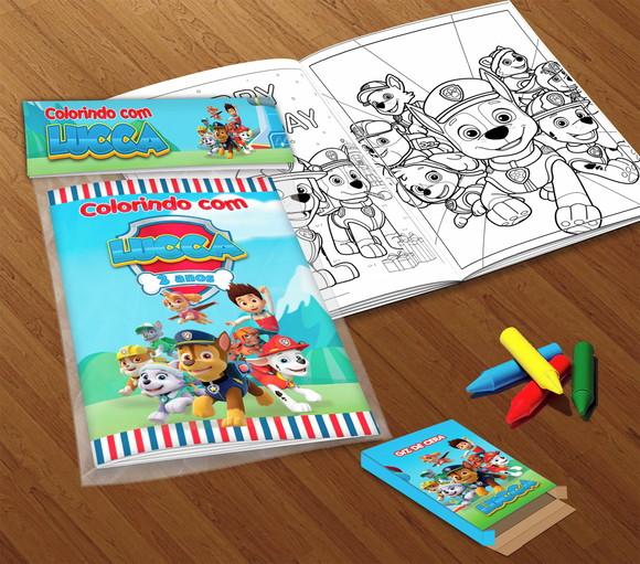 Kit Colorir Patrulha Canina (livrinho + Giz de Cera)
