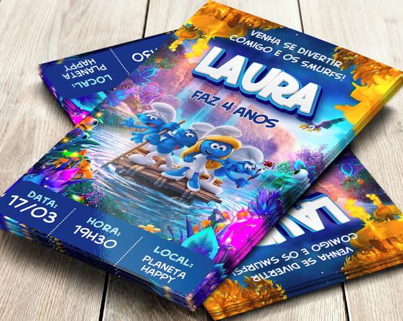 Convite Impresso Smurfs