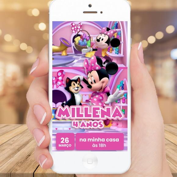 Convite Animado Minnie Fábrica de Laços (tela Única)