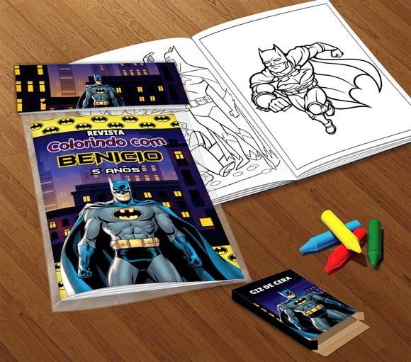 Kit Colorir Batman (livrinho + Giz de Cera)