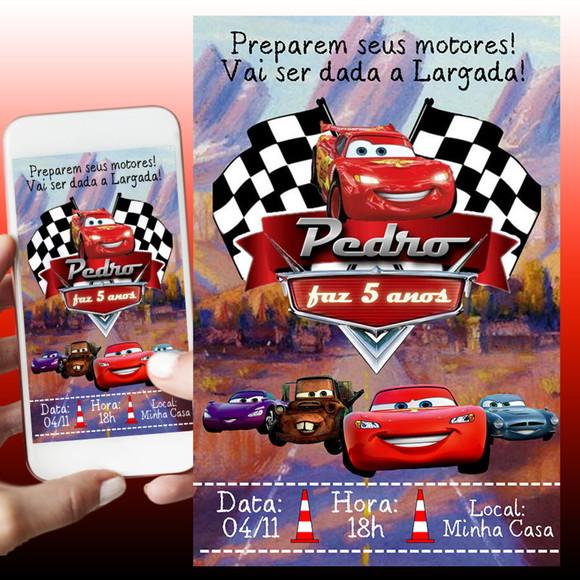 Convite Impresso Carros Mcqueen