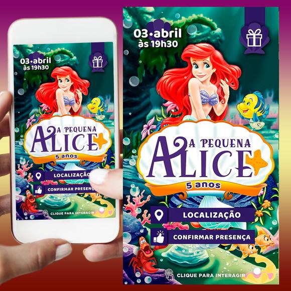 Convite Digital Interativo Ariel a Pequena Sereia