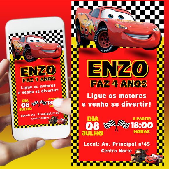 Convite Digital Carros Mc Queen