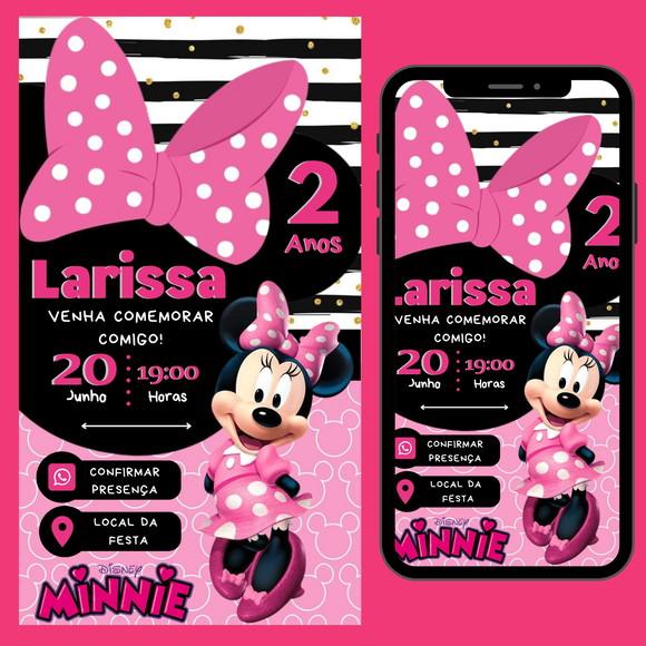 Convite Digital Interativo Minnie Rosa