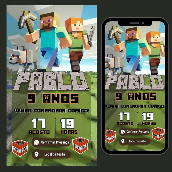 Convite Digital Interativo Minecraft
