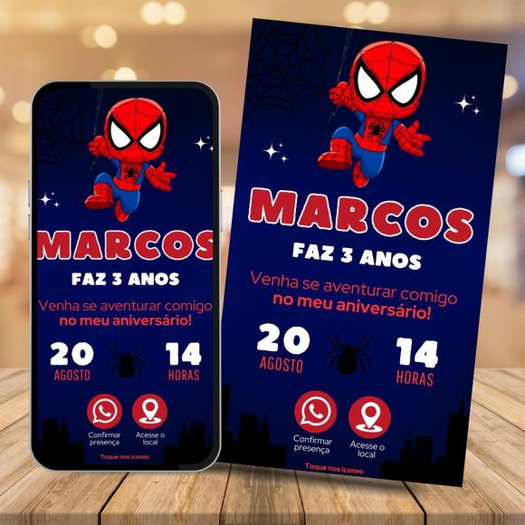 Convite Digital Interativo Homem Aranha Cute