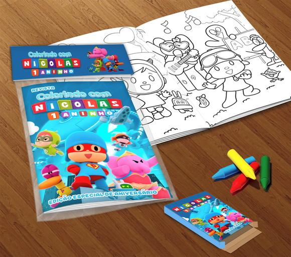 Kit Colorir Pocoyo (livrinho + Giz de Cera)