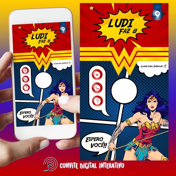 Convite Digital Interativo Mulher Maravilha