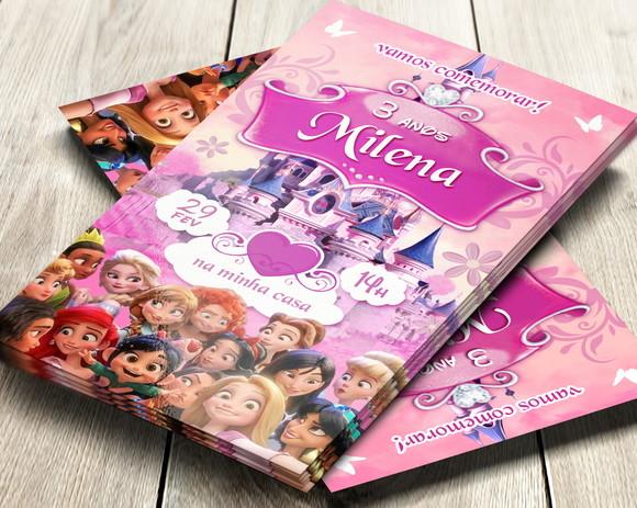 Convite Impresso Princesas da Disney
